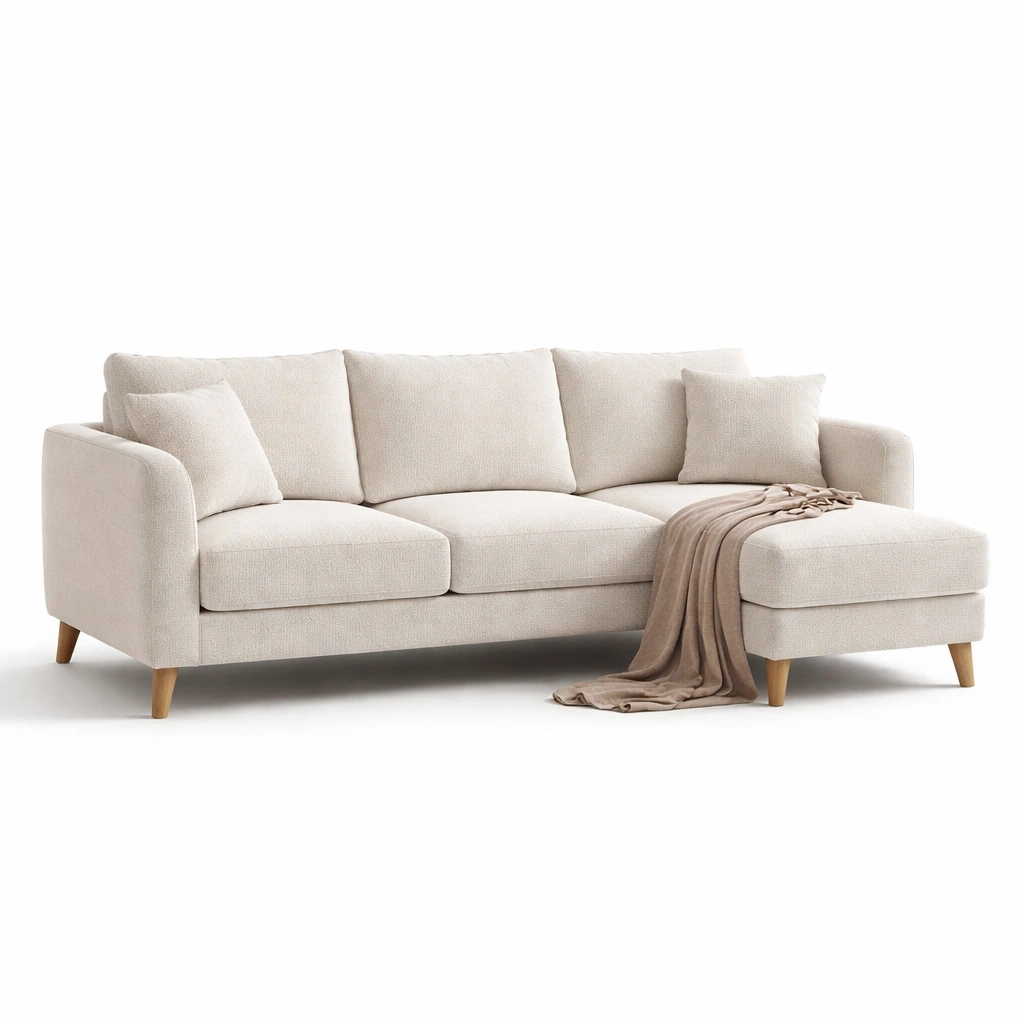 Ecksofa mit Ottomane Hellbeige-kenvorio